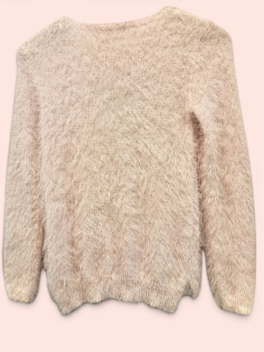 H&M Baby Pink Color Sweater with Gray & White Cat Applique. Size 8-10 Y.